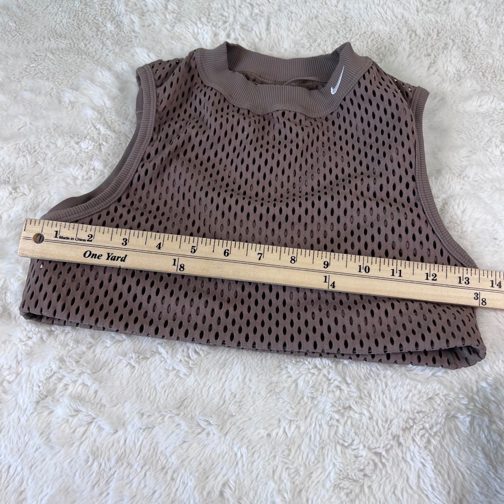 Nike Dri-FIT Mesh Crop Tank Top Brown Mock Neck Sleeveless Training Small NWOT - Picture 11 of 14